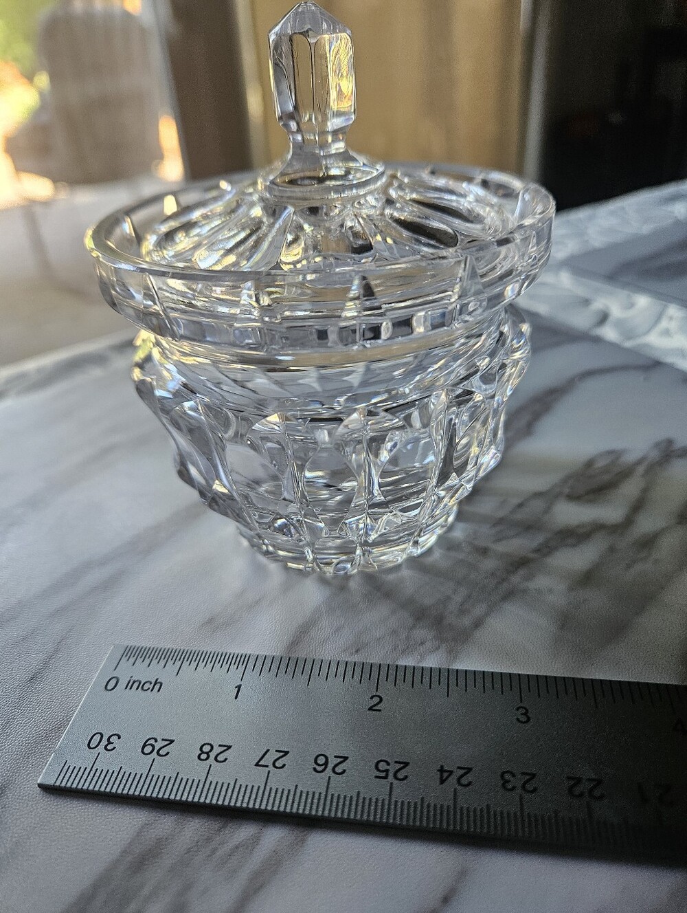 Cut Crystal Lidded Jam Or Honey Pot - Clear